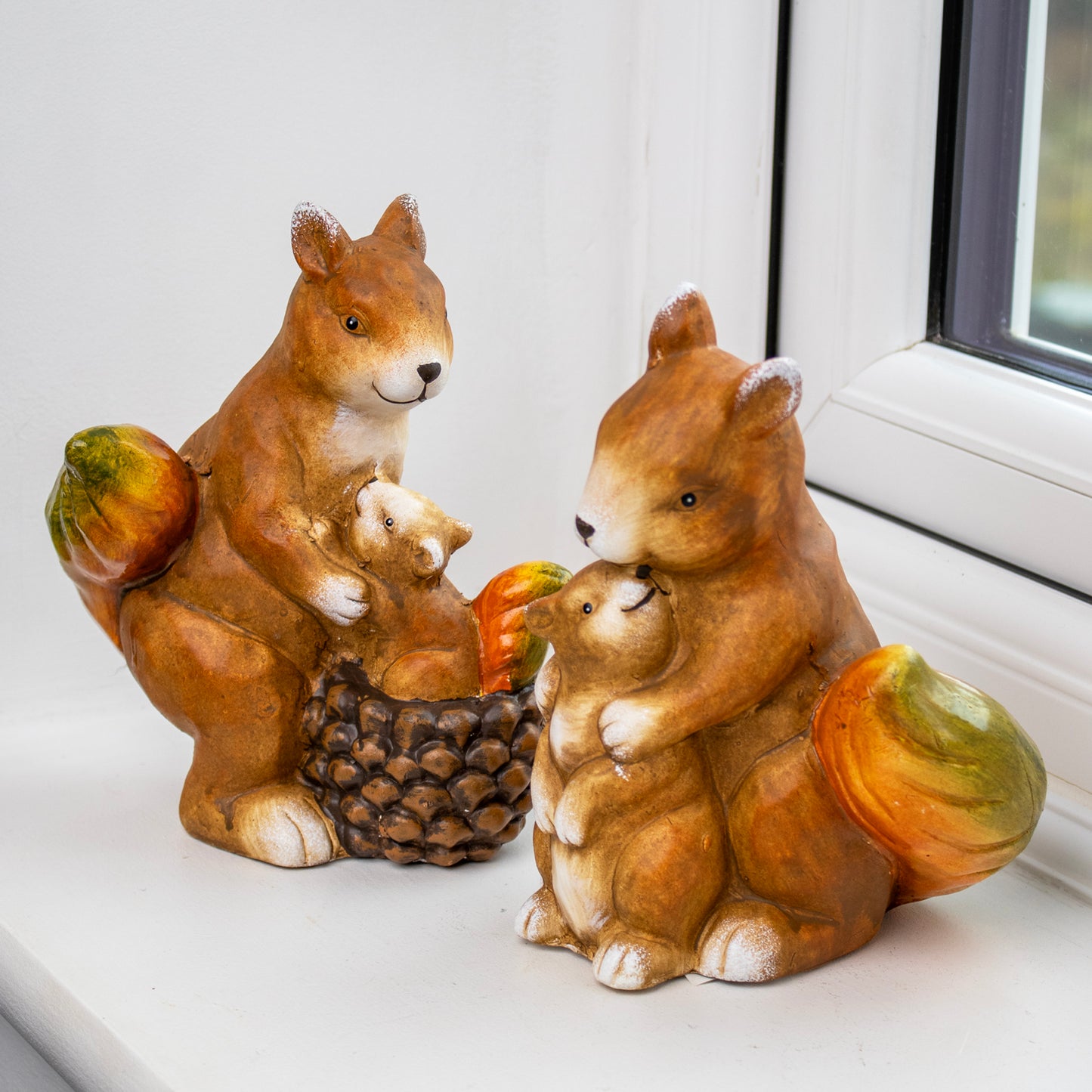 Set Of 2 Squirrel With Baby Figurines