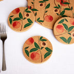 Set Of 4 Peach Tree Cork Placemats and Coasters