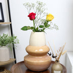 Reactive Glaze Two Tone Abstract Bottle Vase Large