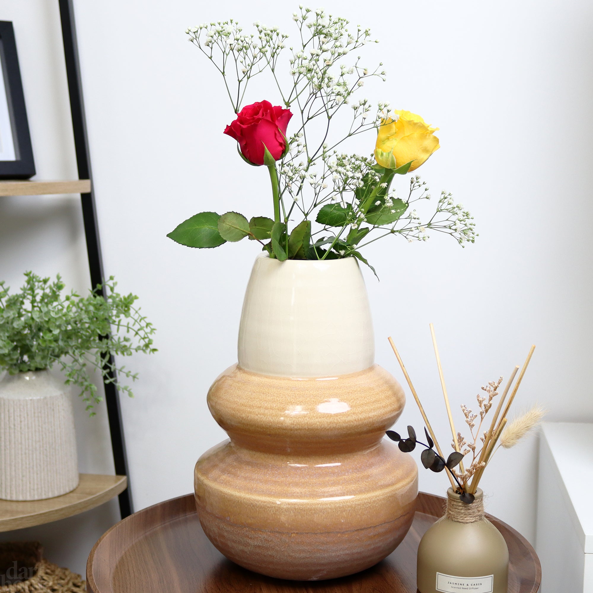 Reaktive Glasur-Vase aus Sandstein, groß