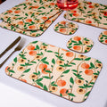Set Of 4 Velvetback Peach Tree Placemats and Coasters