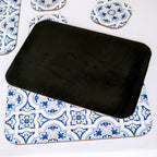 Set Of 4 Mediterranean Tile Velvetback Placemats and Coasters