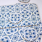 Set Of 4 Mediterranean Tile Velvetback Placemats and Coasters