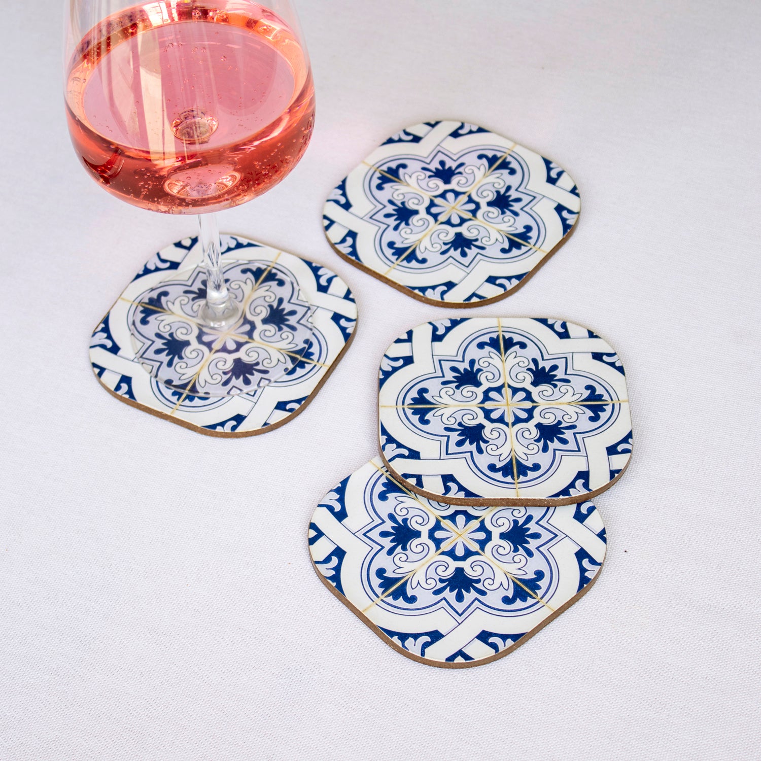 Set Of 4 Mediterranean Tile Velvetback Placemats and Coasters