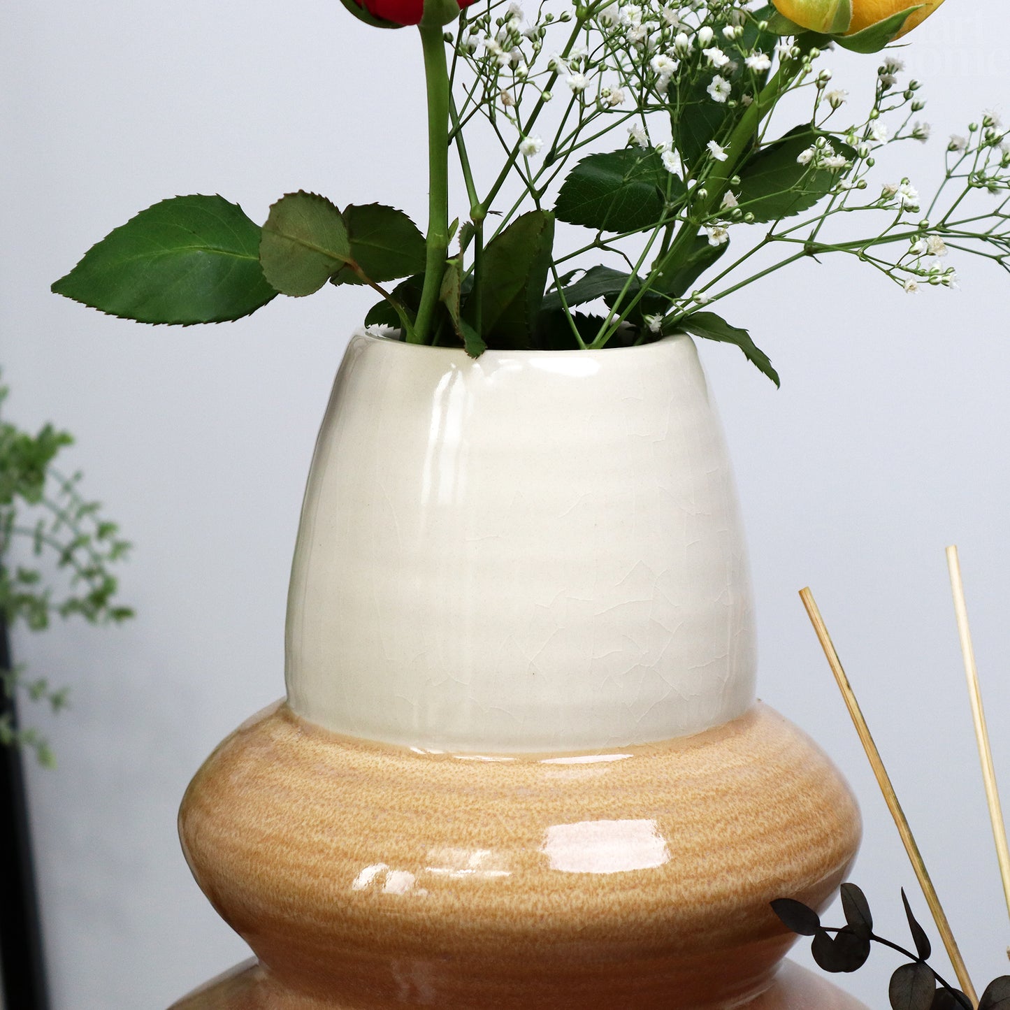 Reaktive Glasur-Vase aus Sandstein, groß
