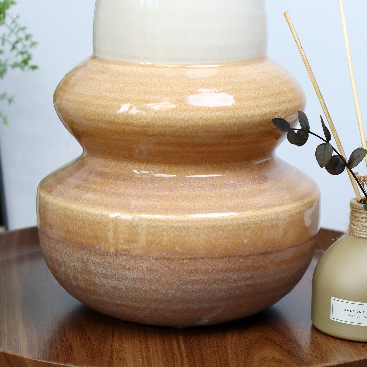 Reaktive Glasur-Vase aus Sandstein, groß