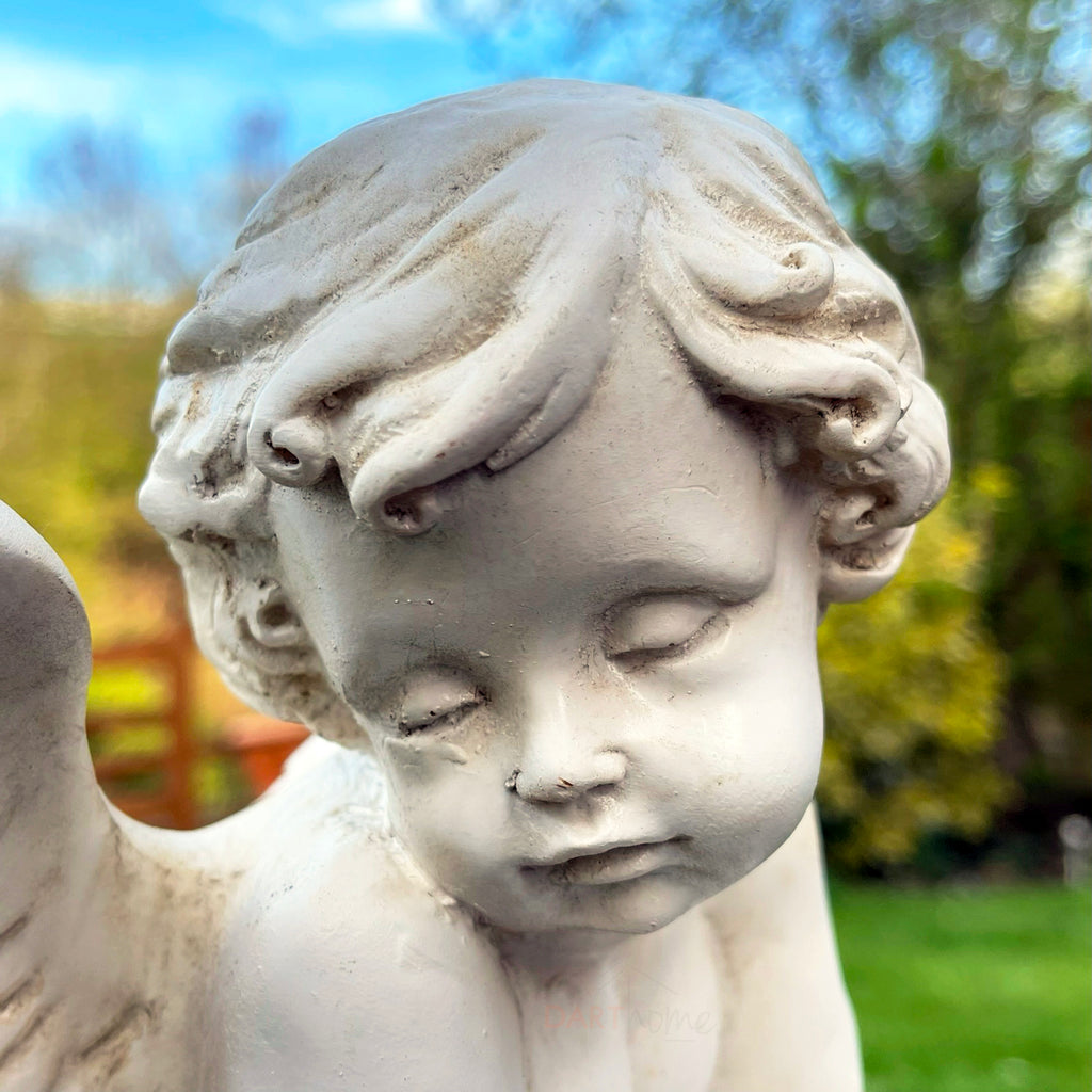 White Resin Sitting Angel Cherub