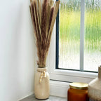 Brown Dried Pampas In Crackled Vase