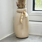 Brown Dried Pampas In Crackled Vase
