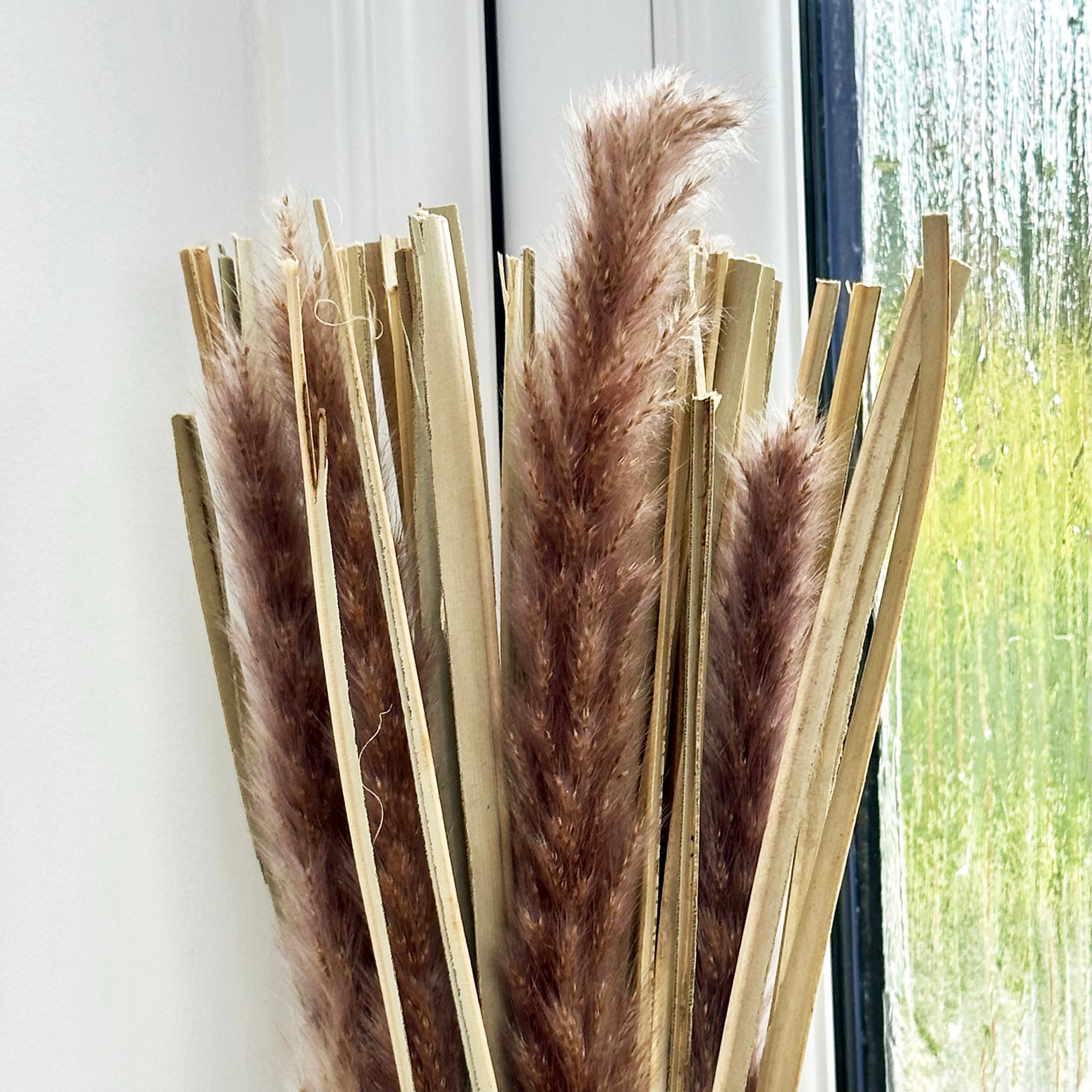Brown Dried Pampas In Crackled Vase
