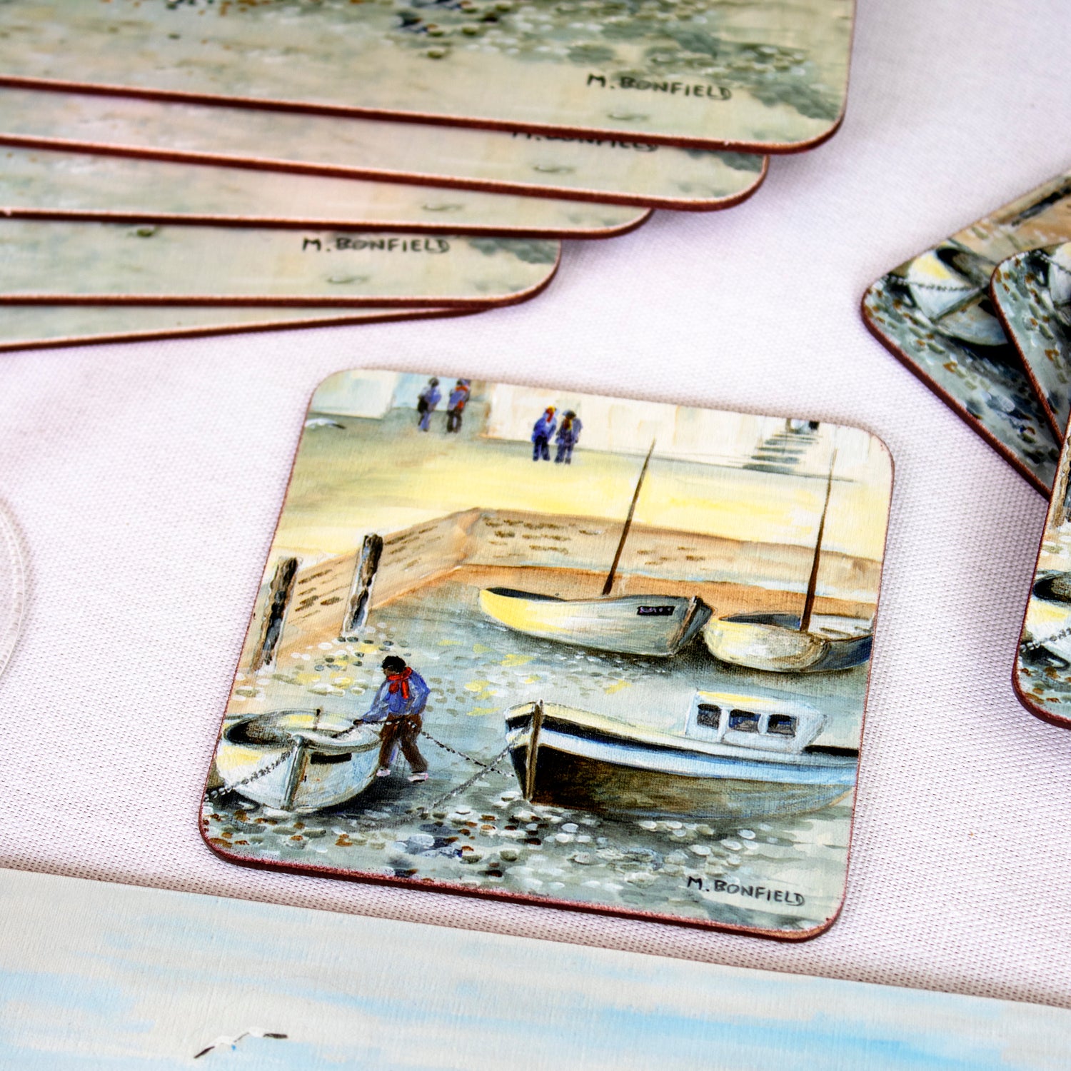 Set Of 6 Cornish Harbour Placemats and Coasters