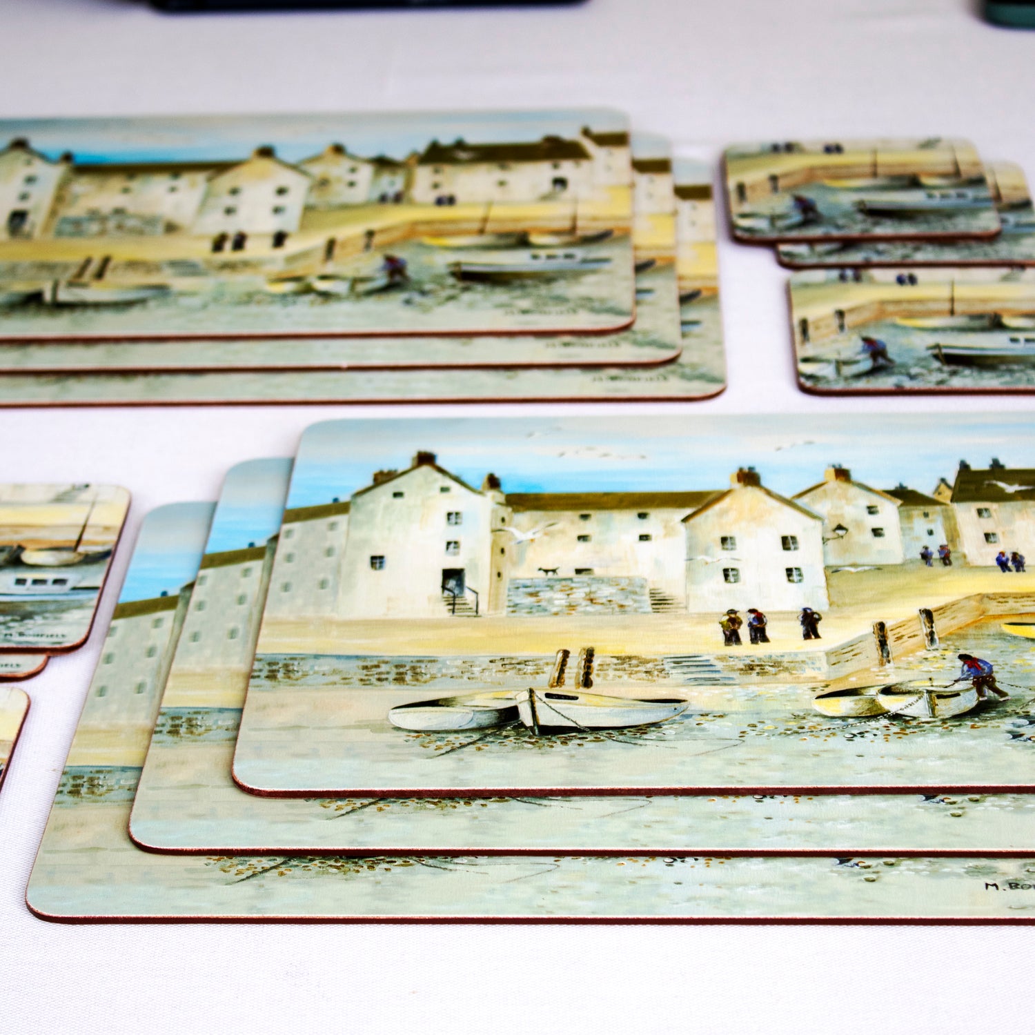 Set Of 6 Cornish Harbour Placemats and Coasters
