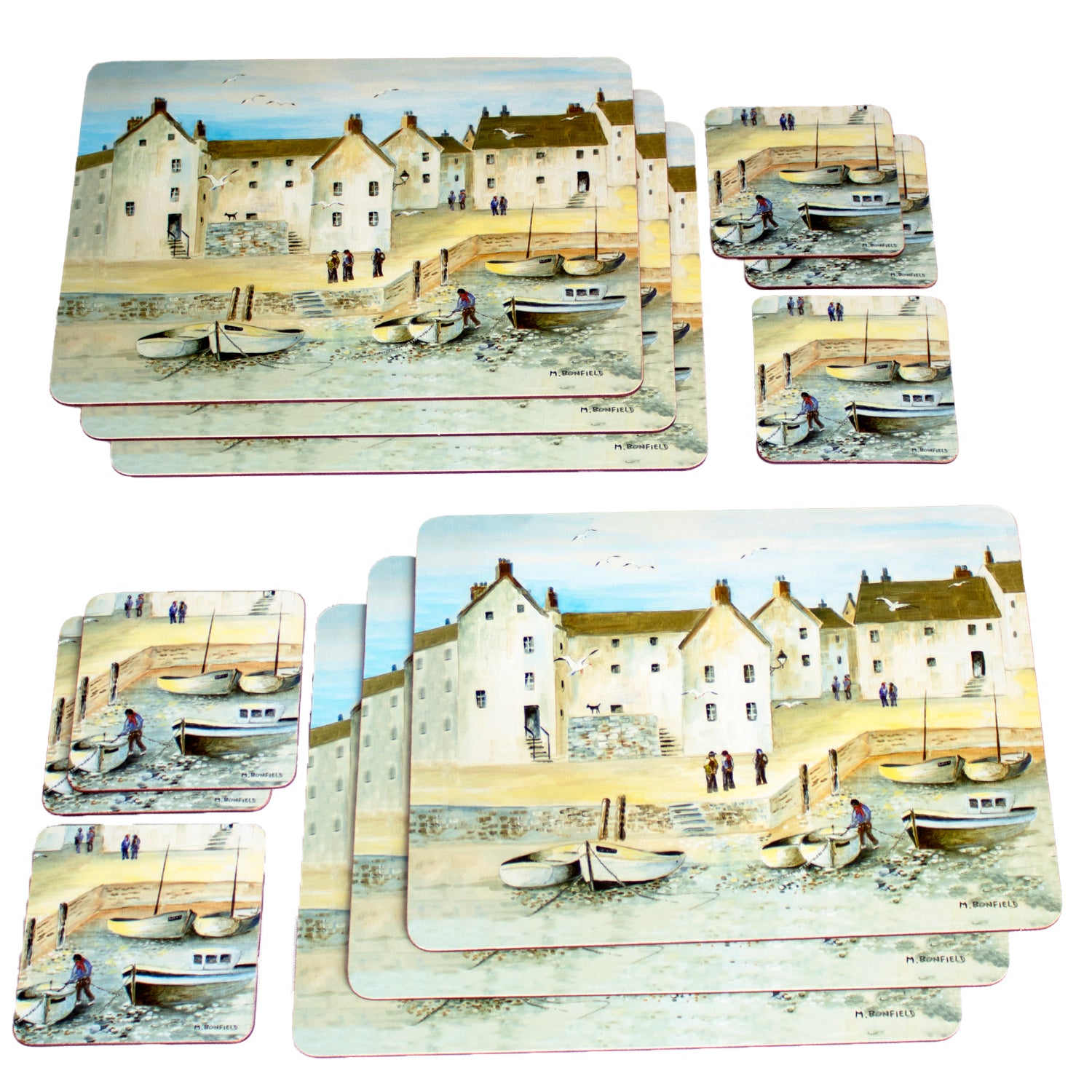 Set Of 6 Cornish Harbour Placemats and Coasters