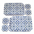 Set Of 4 Mediterranean Tile Velvetback Placemats and Coasters