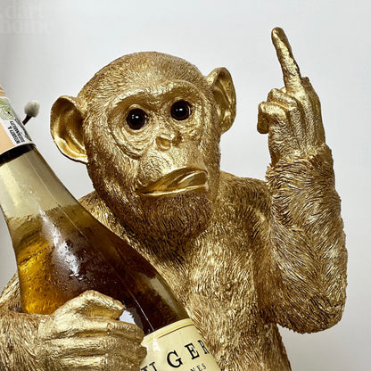 Gold Up Yours Monkey Wine Bottle Holder