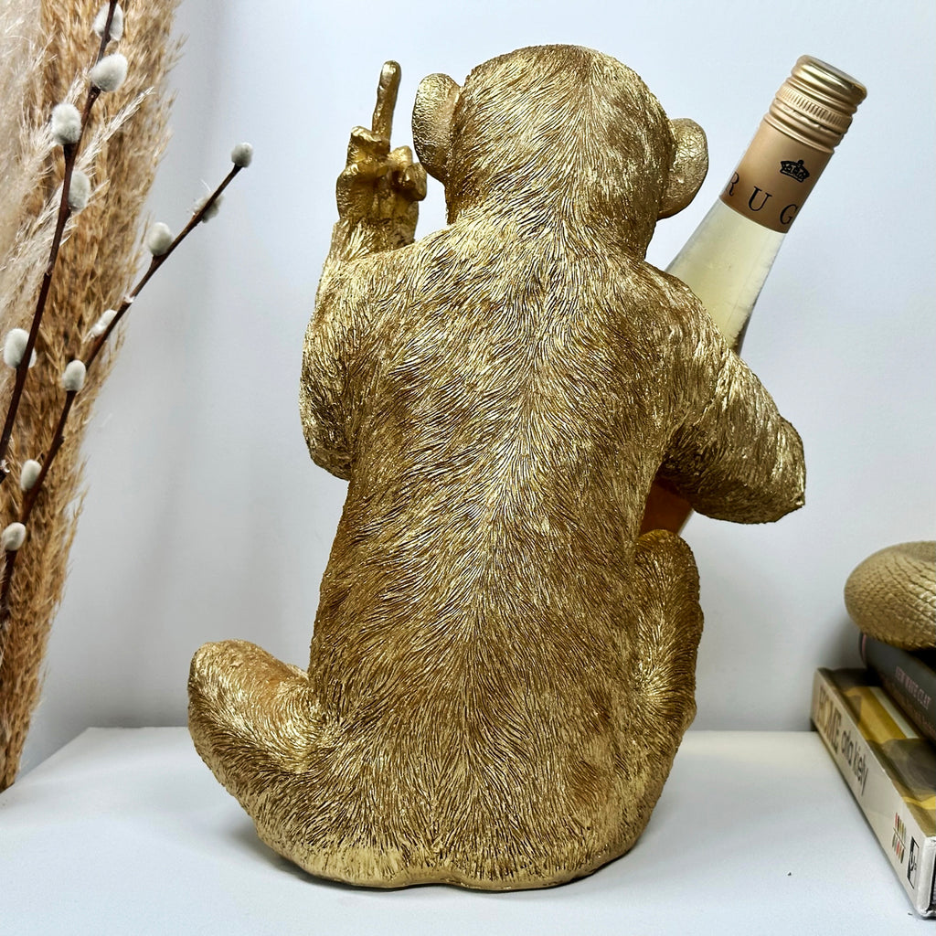 Gold Up Yours Monkey Weinflaschenhalter
