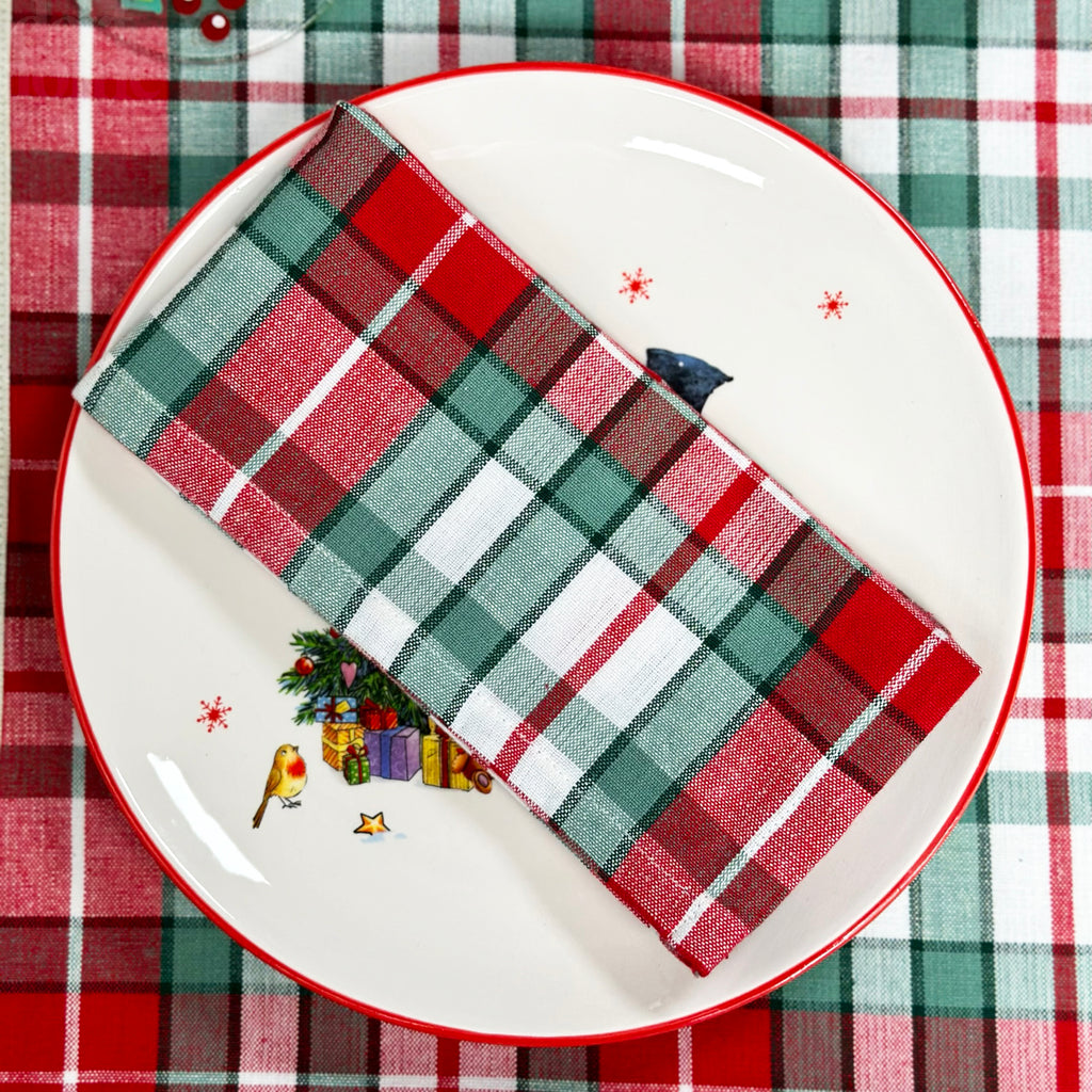 Tartan Chambray Christmas Napkins (Set Of 4)