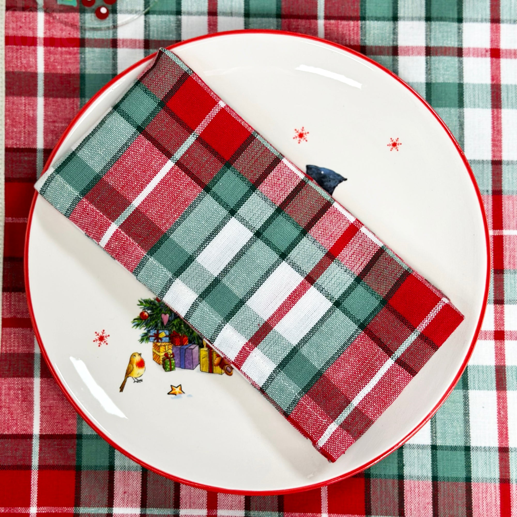Tartan Chambray Christmas Napkins (Set Of 4)