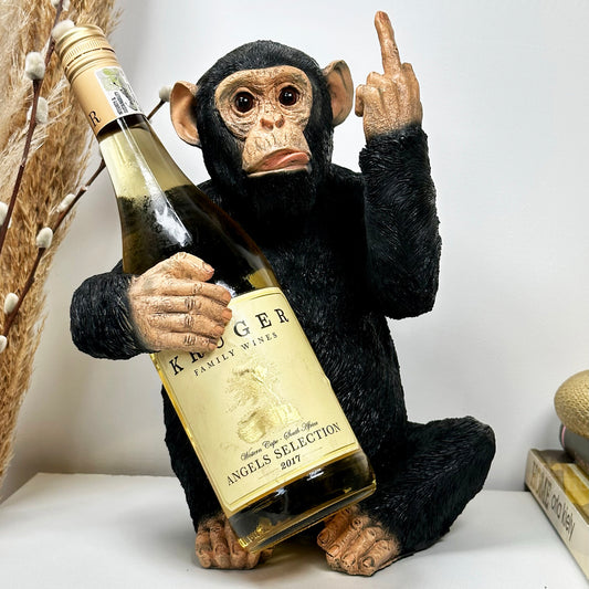 Black Up Yours Monkey Wine Bottle Holder