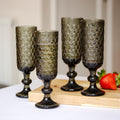 Set Of 4 Diamond Glass Champagne Flutes