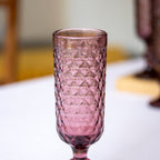 Set Of 4 Diamond Glass Champagne Flutes