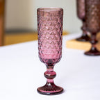 Set Of 4 Diamond Glass Champagne Flutes