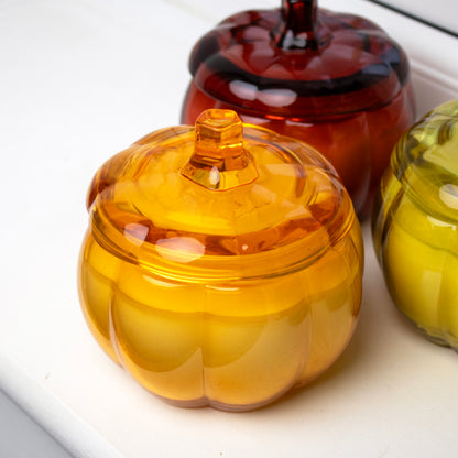 Set Of 3 Pumpkin Glass Scented Candles