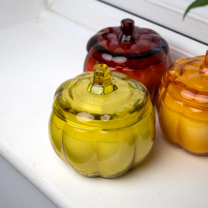 Set Of 3 Pumpkin Glass Scented Candles