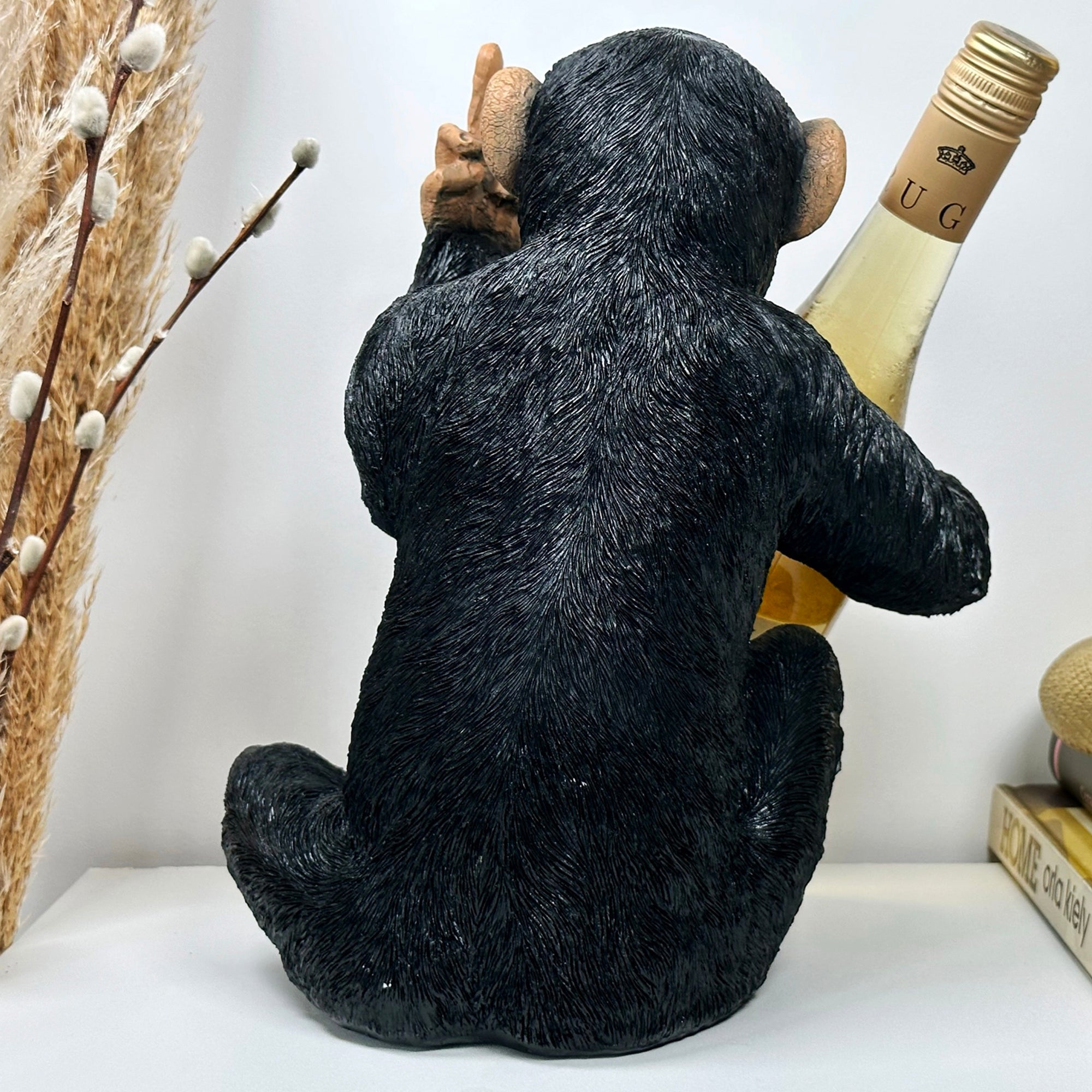 Black Up Yours Monkey Wine Bottle Holder
