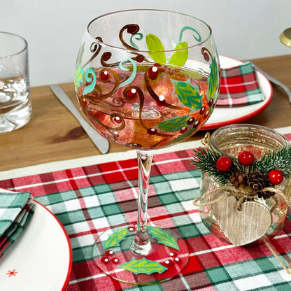 Hollyberry Christmas Balloon Gin Glass