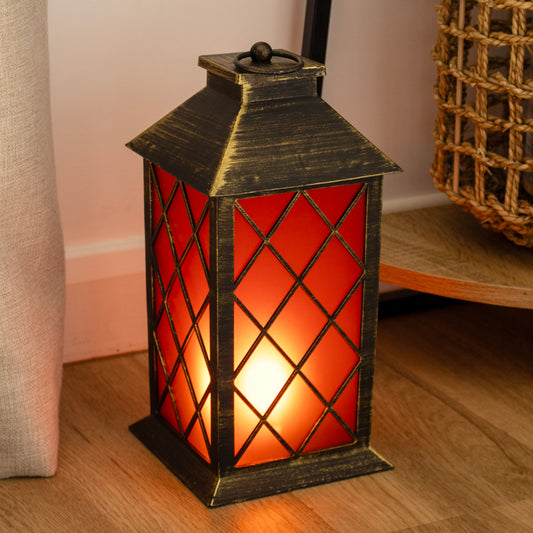 Bronze LED Flame Effect Lantern