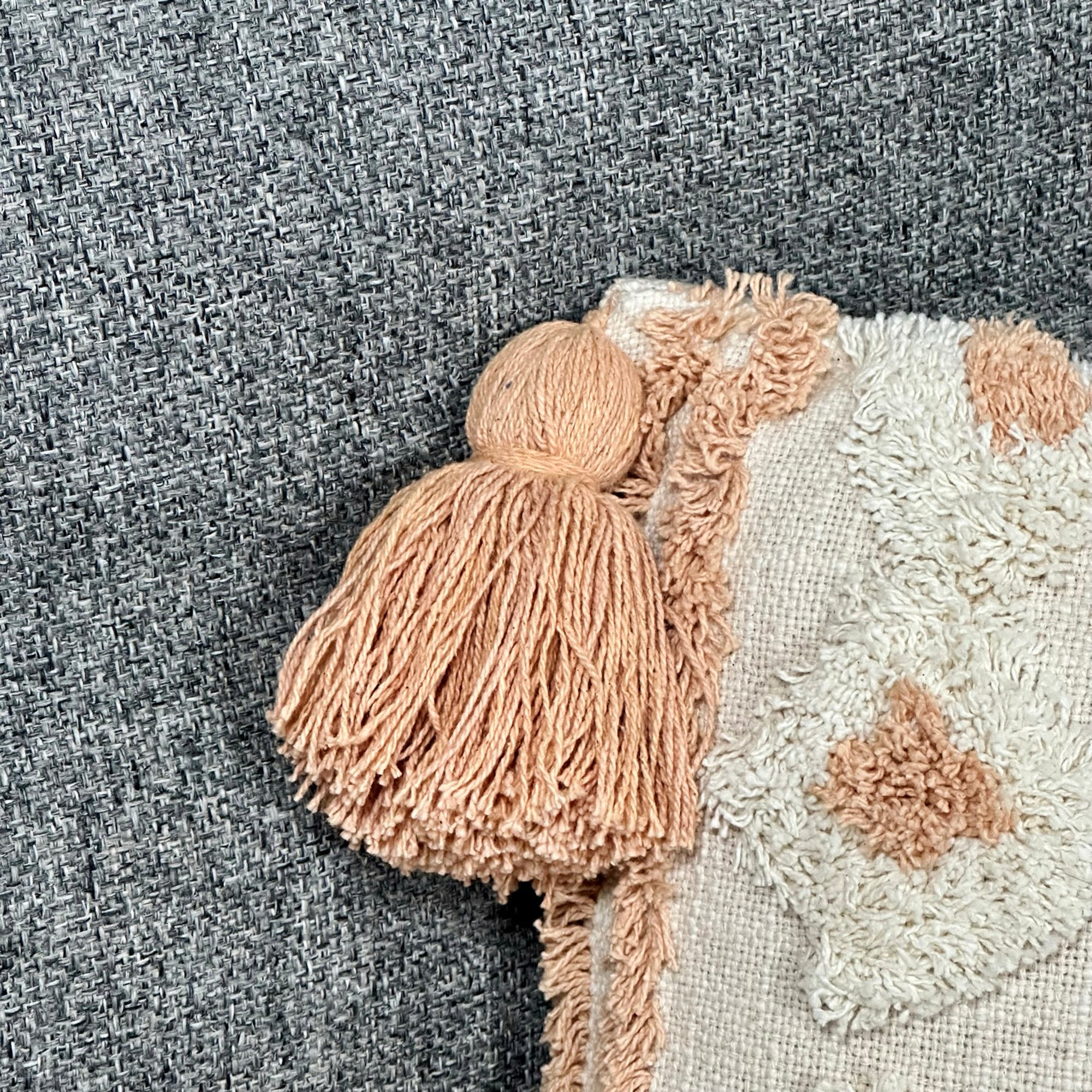 Peach Tufted Aztec Cushion