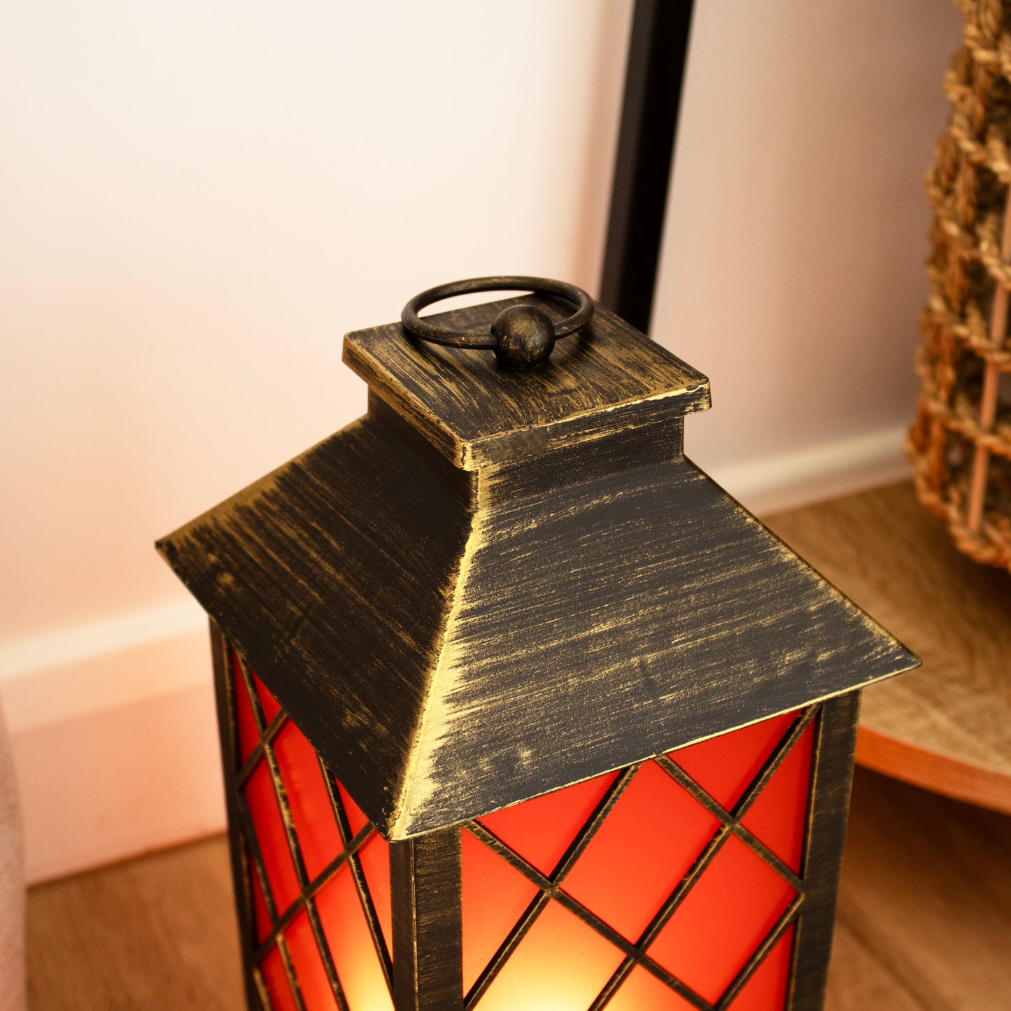 Bronze LED Flame Effect Lantern