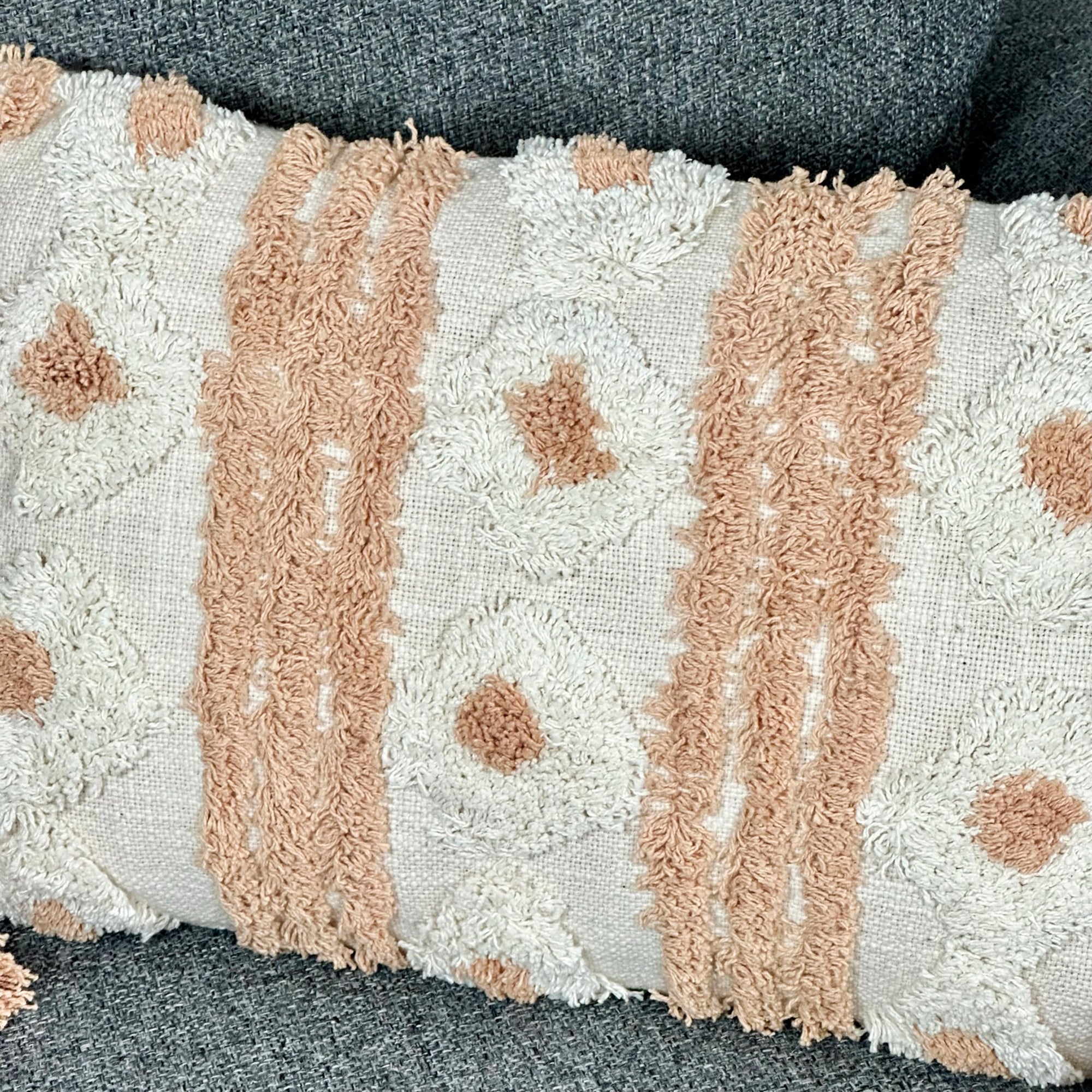 Peach Tufted Aztec Cushion