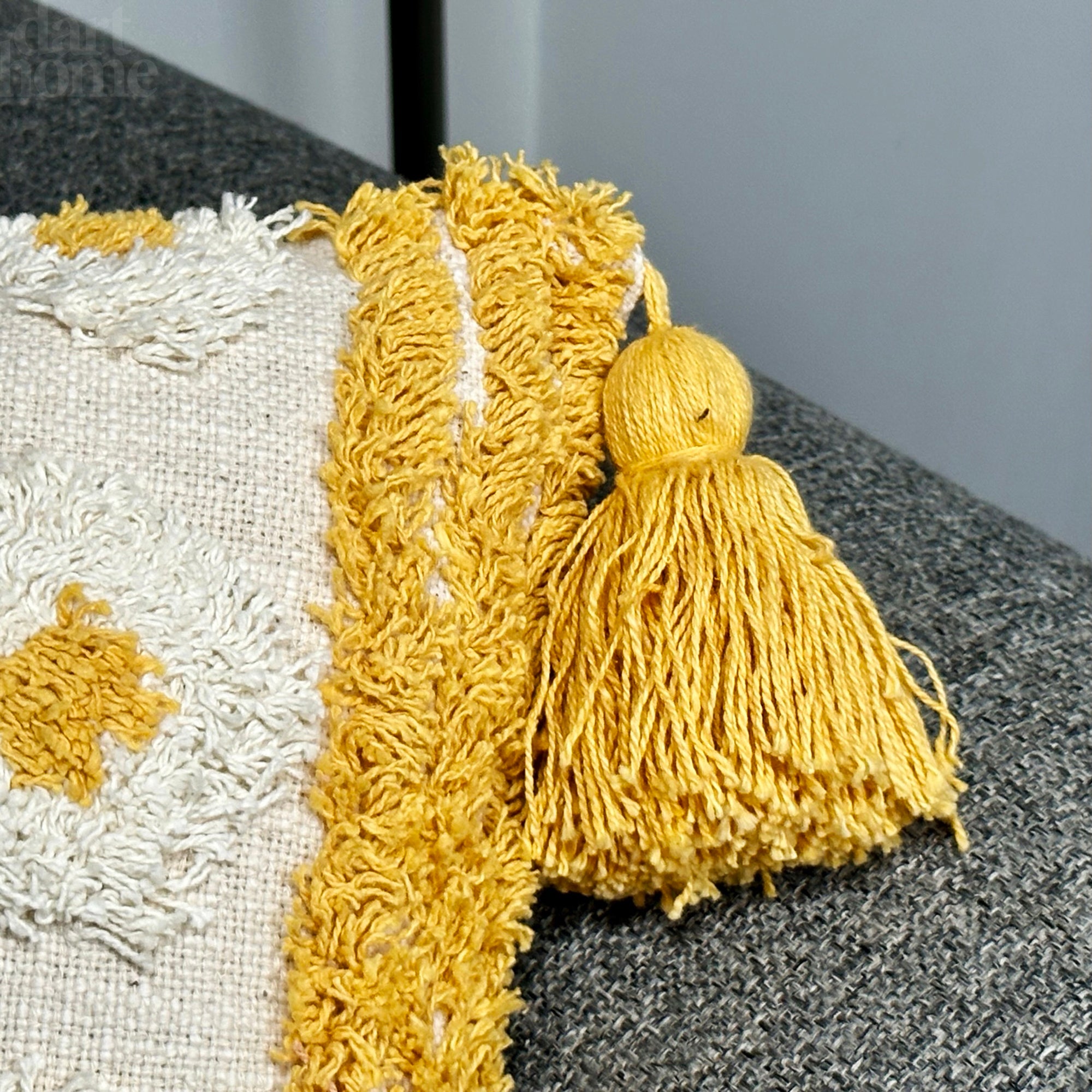 Yellow Tufted Aztec Cushion