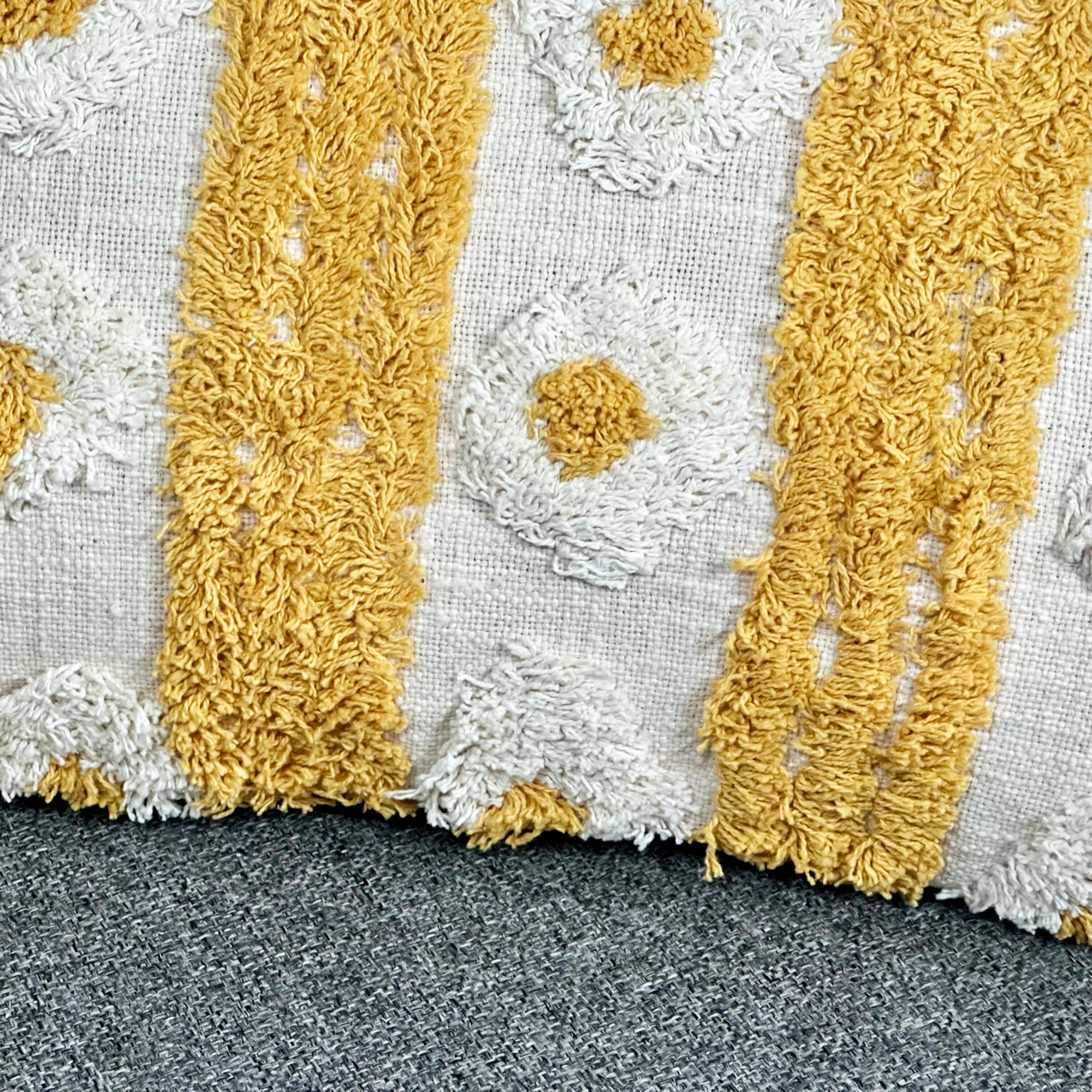 Yellow Tufted Aztec Cushion