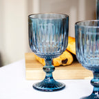 Set Of 4 Ridged Glass Wine Goblets