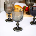 Set Of 4 Ridged Glass Wine Goblets