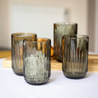 Set Of 4 Ridged Glass Tumblers