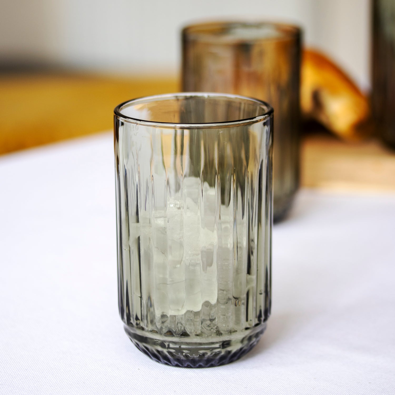 Set Of 4 Ridged Glass Tumblers