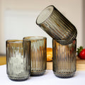 Set Of 4 Ridged Glass Tumblers