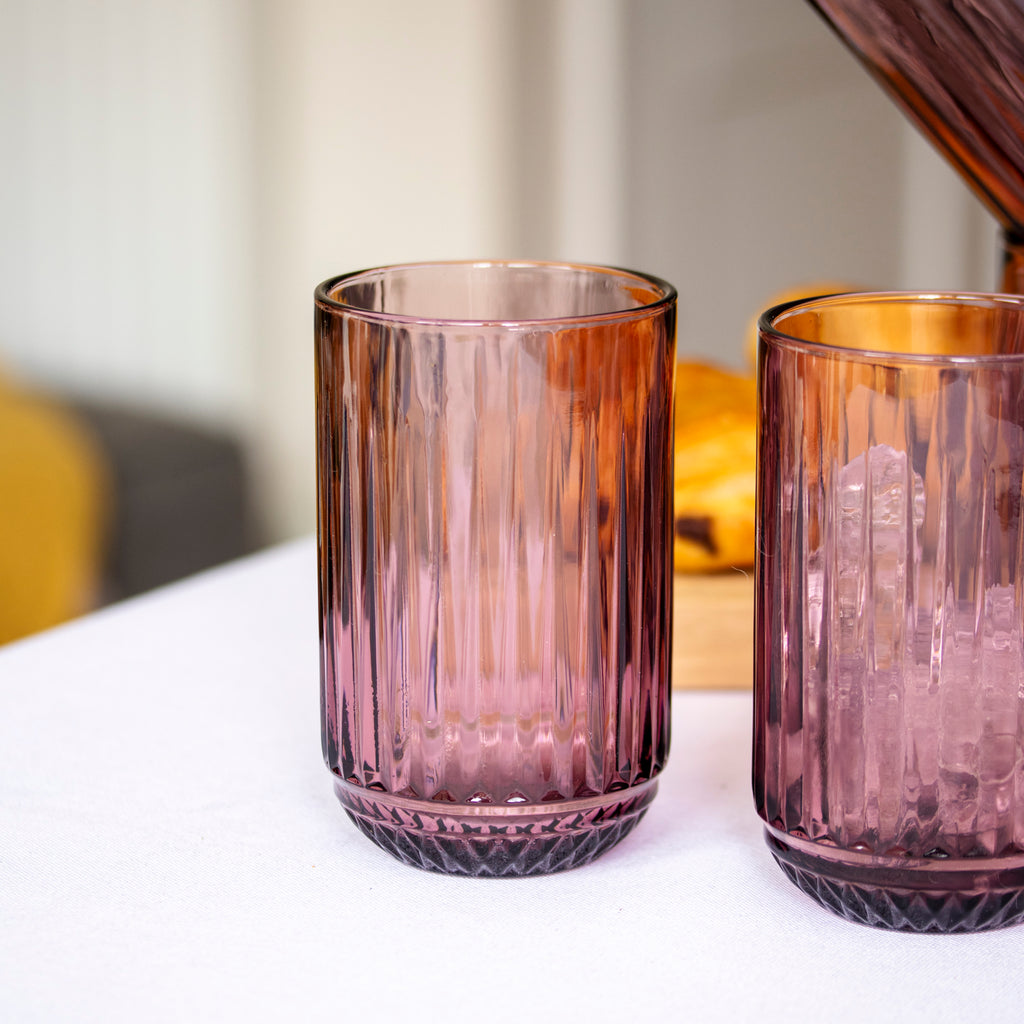 Set Of 4 Ridged Glass Tumblers
