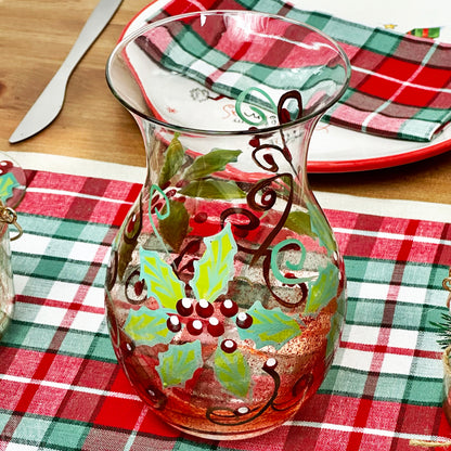 Hand Painted Christmas Hollyberry Vase