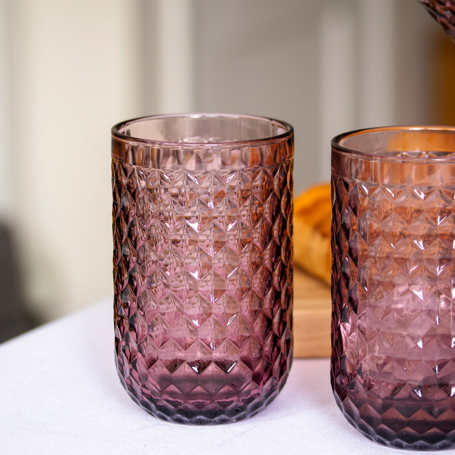 Set Of 4 Diamond Glass Tumblers