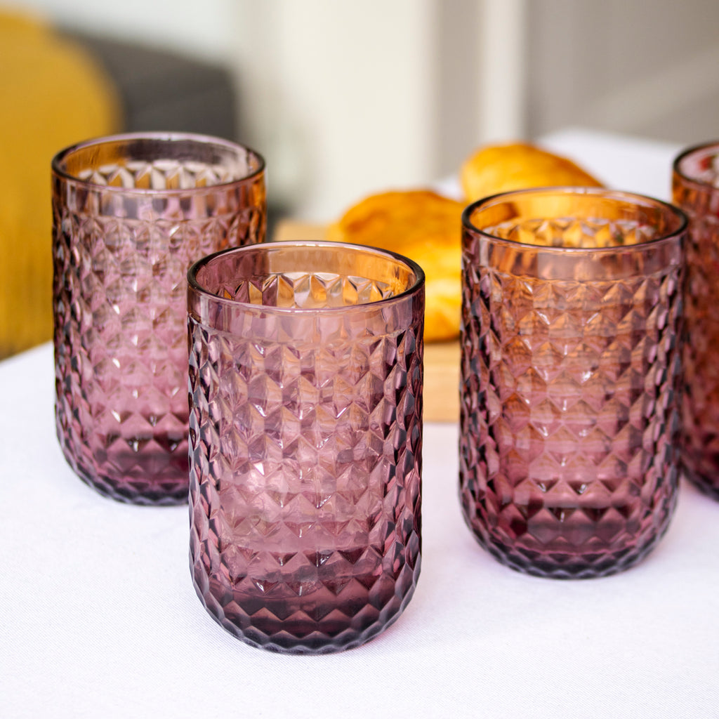Set Of 4 Diamond Glass Tumblers