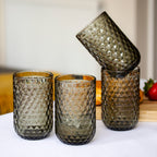 Set Of 4 Diamond Glass Tumblers