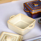 Set Of 4 Square Reactive Glaze Mini Casserole Dishes