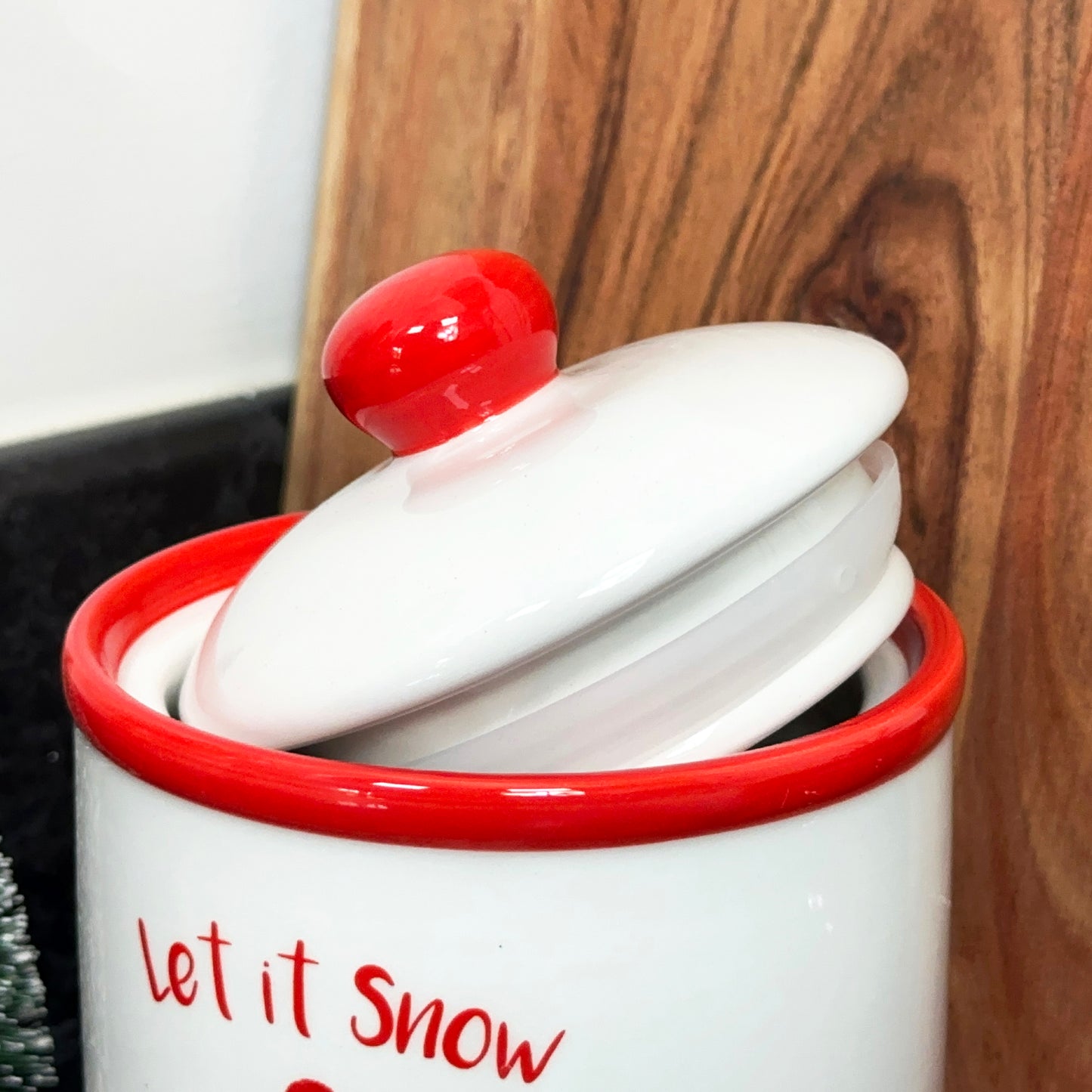 Ceramic Let It Snow Storage Jar