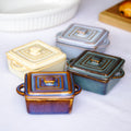 Set Of 4 Square Reactive Glaze Mini Casserole Dishes