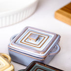 Set Of 4 Square Reactive Glaze Mini Casserole Dishes